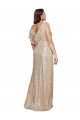 Affordable Sleeveless V-Neck Sequin Gold Long Black Tie Plus Size Prom Dress Canada