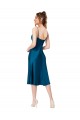 Affordable Sleeveless V-Neck Silky Satin Peacock Blue Midi Length Prom Dress Canada