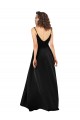 Affordable Sleeveless V-Neck Silky Satin Black Long High Low Prom Dress Canada