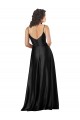 Affordable Sleeveless V-Neck Silk like Satin Black Long Low Back Prom Dress Canada