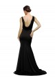 Affordable Sleeveless V-Neck Silky Satin Black Sweep Train Prom Dress Canada