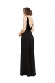Affordable Sleeveless V-Neck Soft Chiffon & Velvet Black Long Prom Dress Canada