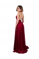 Affordable Sleeveless V-Neck Spandex Burgundy Long Black Tie Prom Dress Canada