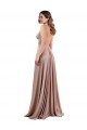 Affordable Sleeveless V-Neck Spandex Dusty Pink Long Black Tie Prom Dress Canada