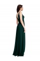Affordable Sleeveless V-Neck Stretch Crepe Midnight Green Long V-Back Prom Dress Canada