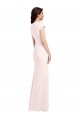 Affordable Cap Sleeves V-Neck Stretch Crepe Pink Long Prom Dress Canada