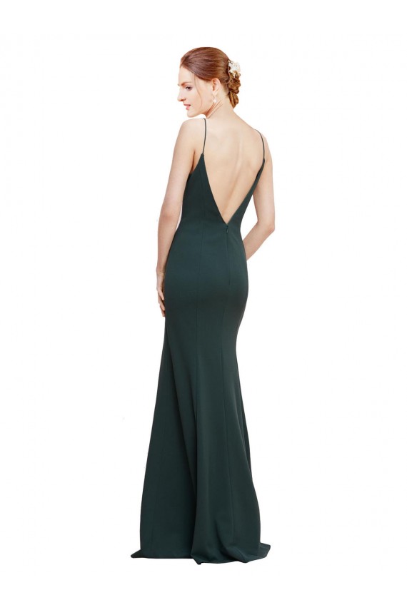 Affordable Sleeveless V-Neck Stretch Crepe Pink Long Prom Dress Canada