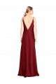Affordable Sleeveless V-Neck Stretch Satin Burgundy Long Black Tie Prom Dress Canada