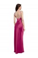 Affordable Sleeveless V-Neck Stretch Satin Fuchsia Long Prom Dress Canada