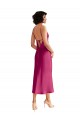 Affordable Sleeveless V-Neck Stretch Satin Fuchsia Midi Length Prom Dress Canada