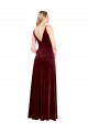 Affordable Sleeveless V-Neck Stretch Velvet Burgundy Long Black Tie Prom Dress Canada