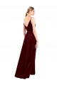 Affordable Sleeveless V-Neck Stretch Velvet Burgundy Long Prom Dress Canada