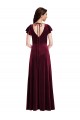 Affordable Flutter Sleeves V-Neck Stretch Velvet Burgundy Long Prom Dress Canada