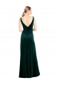 Affordable Sleeveless V-Neck Stretch Velvet Dark Green Long Black Tie Prom Dress Canada