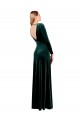 Affordable Long Sleeves V-Neck Stretch Velvet Dark Green Long Black Tie Prom Dress Canada