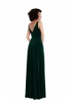 Affordable Sleeveless V-Neck Stretch Velvet Dark Green Long V-Back Prom Dress Canada