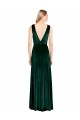 Affordable Sleeveless V-Neck Stretch Velvet Dark Green Long Prom Dress Canada