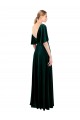 Affordable Flutter Sleeves V-Neck Stretch Velvet Dark Green Long Prom Dress Canada