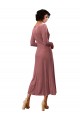 Affordable Long Sleeves V-Neck Stretch Velvet Cinnamon Rose Midi Length Black Tie Prom Dress Canada