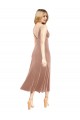 Affordable Sleeveless V-Neck Stretch Velvet Pink Midi Length Prom Dress Canada