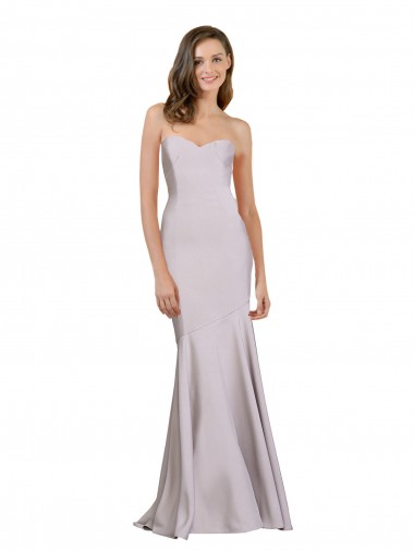 Affordable Sleeveless Strapless Stretch Crepe Arctic Lilac Long Prom Dress Canada