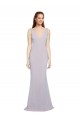 Affordable Sleeveless V-Neck Stretch Crepe Arctic Lilac Long Prom Dress Canada