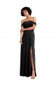 Affordable Sleeveless Strapless Stretch Velvet Black Long Prom Dress Canada