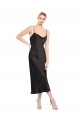 Affordable Sleeveless Cowl Neck Stretch Satin Black Midi Length Prom Dress Canada
