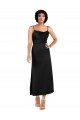 Affordable Sleeveless Cowl Neck Silky Satin Black Tea Length Prom Dress Canada