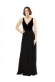 Affordable Sleeveless V-Neck Soft Chiffon & Velvet Black Long Prom Dress Canada