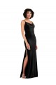 Affordable Sleeveless Cowl Neck Stretch Velvet Black Long Black Tie Prom Dress Canada