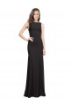 Affordable Sleeveless Bateau Neck Stretch Crepe Black Long Prom Dress Canada
