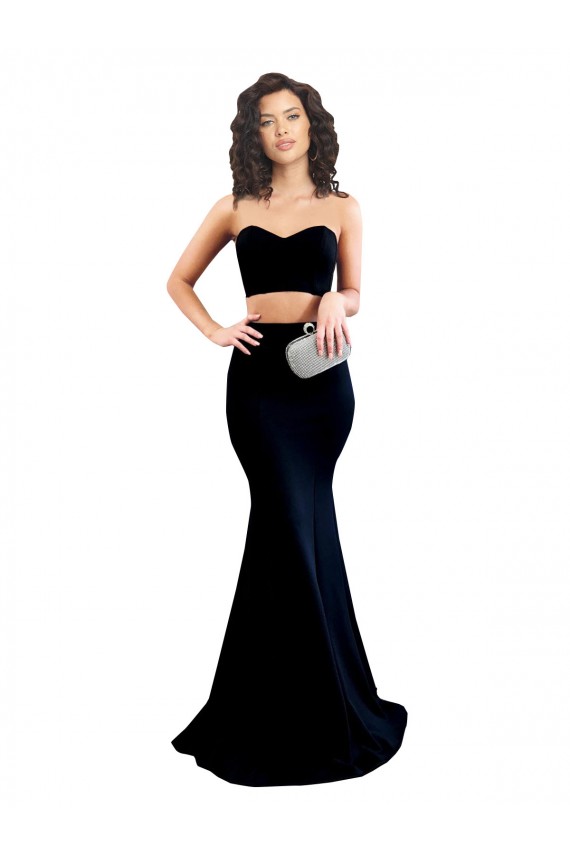 Affordable Sleeveless High Neck Stretch Crepe Black Mermaid Long Prom Dress Canada