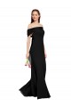 Affordable Sleeveless Off the Shoulder Soft Chiffon Black Long Prom Dress Canada