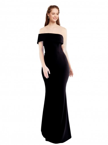 Affordable Sleeveless One Shoulder Stretch Crepe Black Long Evening Prom Dresses Canada