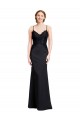 Affordable Sleeveless V-Neck Stretch Crepe Black Mermaid Long Prom Dress Canada