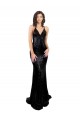 Affordable Sleeveless V-Neck Sequin Black Long Black Tie Prom Dress Canada
