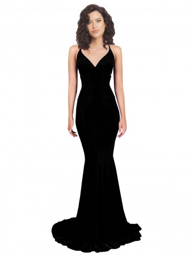 Affordable Sleeveless V-Neck Spandex Black Long Prom Dress Canada