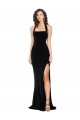 Affordable Sleeveless High Neck Stretch Velvet Black Long Prom Dress Canada