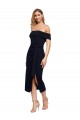 Affordable Sleeveless Square Neck Stretch Crepe Black Midi Length Prom Dress Canada