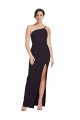 Affordable Sleeveless One Shoulder Stretch Crepe Black Long Prom Dress Canada