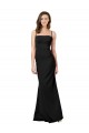 Affordable Sleeveless Square Neck Stretch Crepe Black Long Prom Dress Canada
