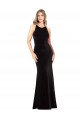 Affordable Sleeveless Jewel Neck Stretch Velvet Black Long Prom Dress Canada