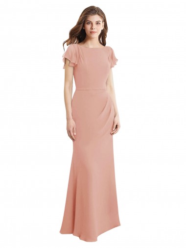 Affordable Sleeveless High Neck Soft Chiffon Bliss Pink Long Prom Dress Canada