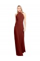 Affordable Sleeveless High Neck Soft Chiffon Burgundy A-Line Long Prom Dress Canada