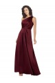 Affordable Sleeveless One Shoulder Silky Satin Burgundy Long Prom Dress Canada