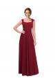 Affordable Sleeveless Square Neck Stretch Crepe Burgundy Long Prom Dress Canada