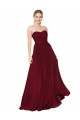 Affordable Sleeveless Strapless Soft Chiffon Burgundy Long Prom Dress Canada
