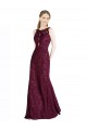 Affordable Sleeveless High Neck Lace Burgundy Gold Long Prom Dress Canada