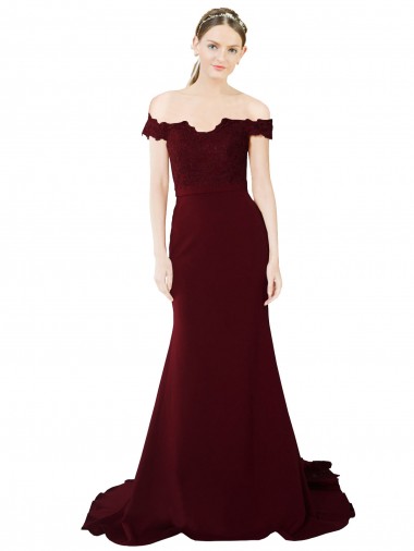Affordable Sleeveless Sweetheart Stretch Crepe & Lace Burgundy Gold Sweep Train Prom Dress Canada